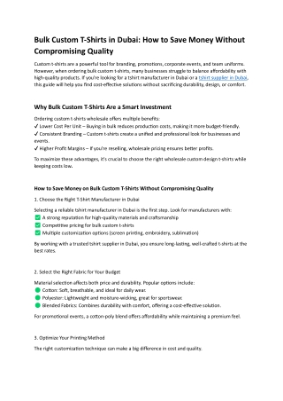 Bulk Custom T-Shirts in Dubai