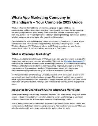 WhatsApp Marketing Company in Chandigarh – Your Complete 2025 Guide