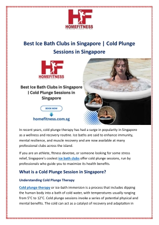 Best Ice Bath Clubs in Singapore | Cold Plunge Sessions in Singapore