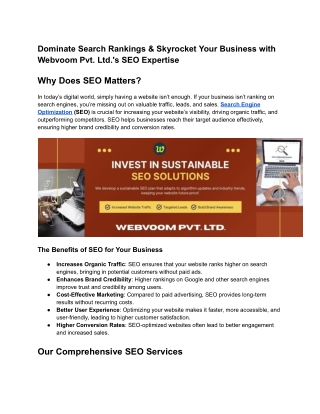 Dominate Search Rankings & Skyrocket Your Business with Webvoom Pvt. Ltd.'s SEO