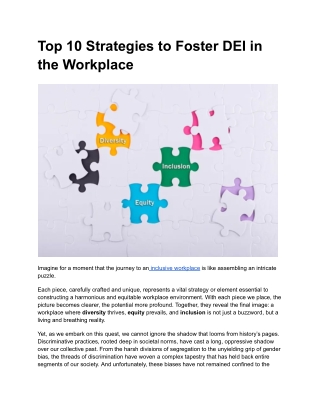 Top 10 Strategies to Foster DEI in the Workplace