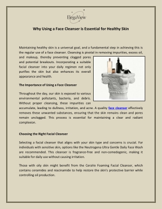 Why Using a Face Cleanser is Essential for Healthy Skin