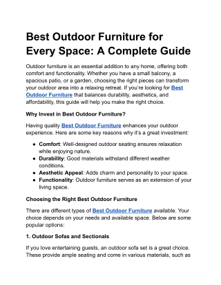 Best Outdoor Furniture for Every Space_ A Complete Guide