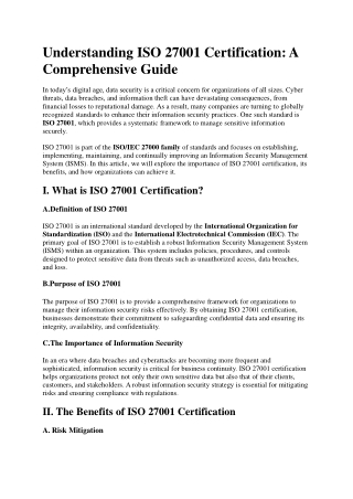 Understanding ISO 27001 Certification