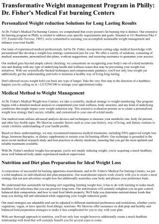 Dr Fishers Medical Weight Loss Centers