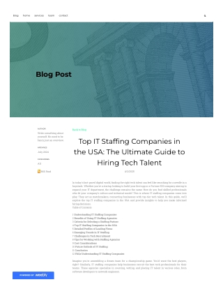 Top IT Staffing Companies in the USA The Ultimate Guide to Hiring Tech Talent