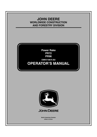 John Deere PR72 Power Rake Operator’s Manual Instant Download (PR72 PIN.KVPR72X400101-) (Publication No.OMKV18675)