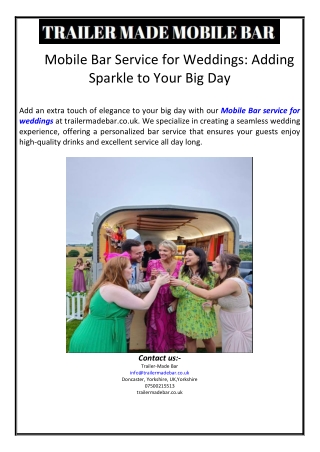 Mobile Bar Service for Weddings: Adding Sparkle to Your Big Day