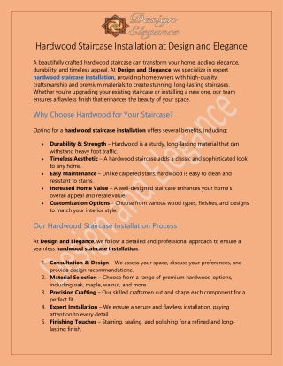 Hardwood Staircase Installation at Design and Elegance