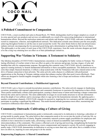 COCO NAIL: More Than Just Manicures – A Commitment to Global Humanitarian Aid