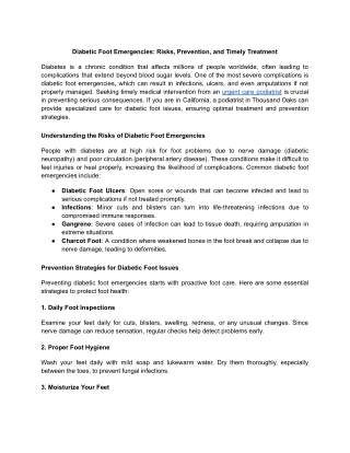 Diabetic Foot Emergencies_ Risks, Prevention, and Timely Treatment