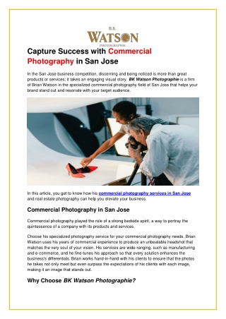 Capture Success with Commercial Photography in San Jose