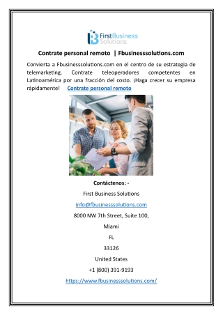 Contrate personal remoto  | Fbusinesssolutions.com