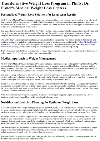 Dr Fishers Medical Weight Loss Centers