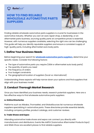 How to Find Reliable Wholesale Automotive Parts Suppliers