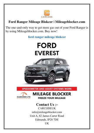 Ford Ranger Mileage Blokcer | Mileageblocker.com