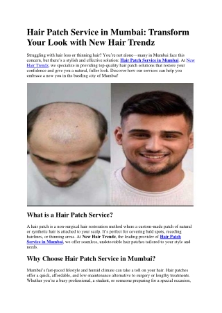 Hair Patch Service in Mumbai