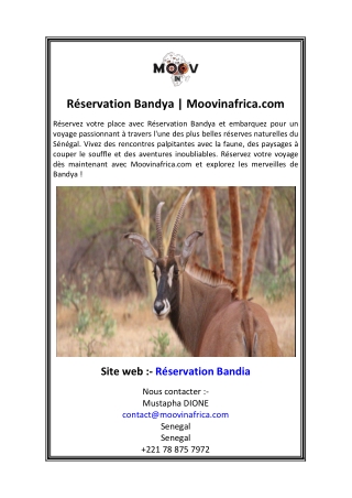 Réservation Bandya  Moovinafrica.com