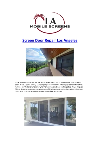 Screen Door Repair Los Angeles