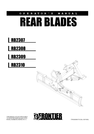 John Deere RB2308 Rear Blades Operator’s Manual Instant Download (Publication No. 5TMC8090017K)