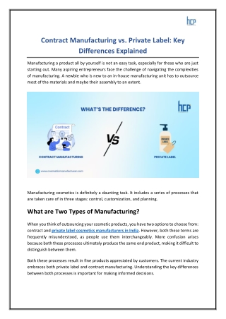Private Label or Contract Manufacturing? A Simple Comparison