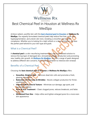 Best Chemical Peel in Houston At Wellness Rx MedSpa