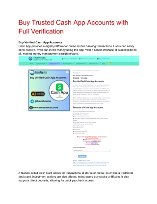 Buy Trusted Cash App Accounts with Full Verification