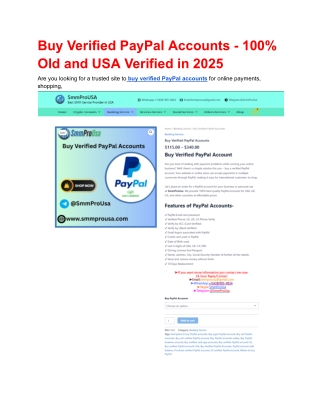 Buy Verified PayPal Accounts - 100% Old and USA Verified in 2025