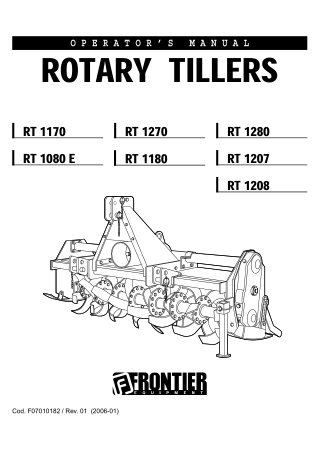 John Deere RT1080E Rotary Tillers Operator’s Manual Instant Download (Publication No. MHF07010182)