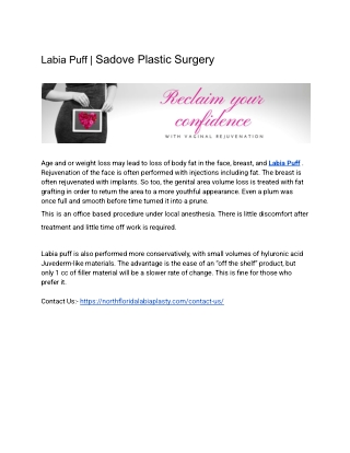 Labia Puff at Sadove Plastic Surgery
