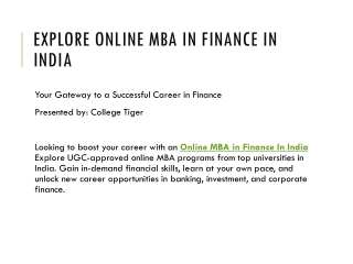 Enroll Now for Online MBA in Finance in India – UGC-Approved Programs