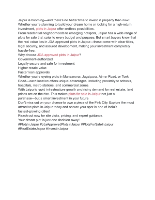 Plots in Jaipur | JDA Approved Plots for Sale in Prime Locations