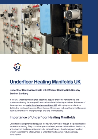 Leading Supplier of Underfloor Heating Manifolds in the UK