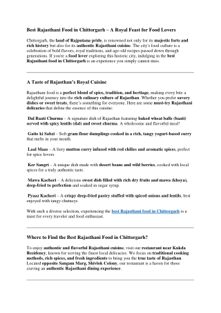 Best Rajasthani Food in Chittorgarh