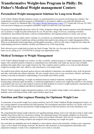 Dr Fishers Medical Weight Loss Centers