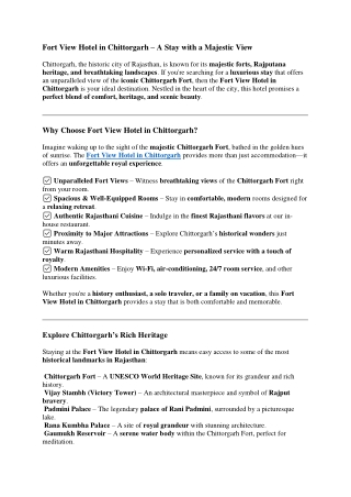 Fort View Hotel in Chittorgarh