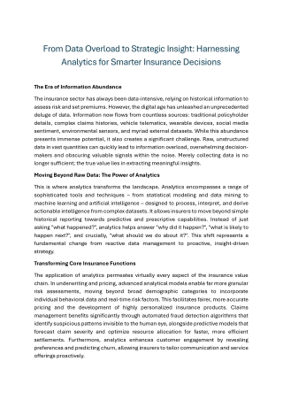 From Data Overload to Strategic Insight  Harnessing Analytics