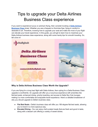 How to Upgrade to Delta Airlines Business Class