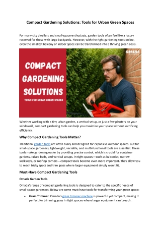 Compact Gardening Solutions Tools for Urban Green Spaces