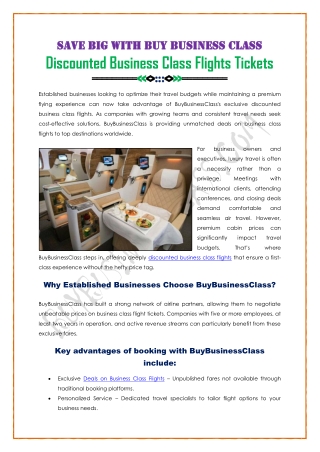 Discounted Business Class Flights Tickets