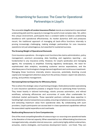 Streamlining for Success  The Case for Operational Partnerships in Lloyd's