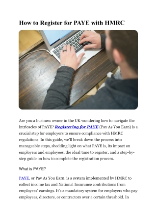 How to Register for PAYE with HMRC