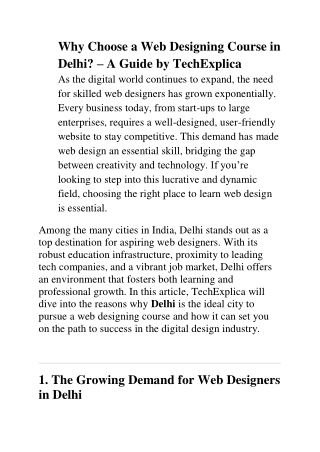 Web Designing Course in Delhi