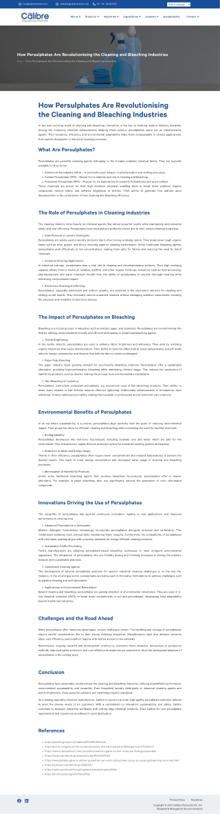 Bleaching Reinvented: The Role of Persulphates in Industry