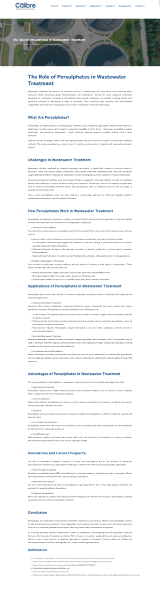 How Persulphates Enhance Wastewater Purification