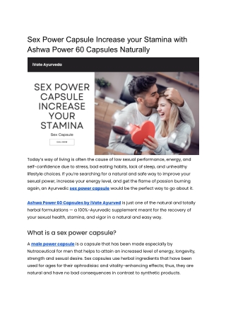 Sex Power Capsule Increase your Stamina with Ashwa Power 60 Capsules Naturally