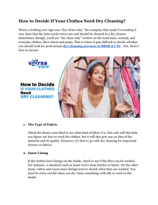 How to Decide If Your Clothes Need Dry Cleaning?