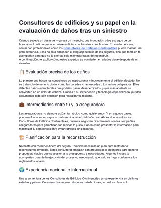 Consultores de edificios y su papel en la evaluación de daños tras un siniestro