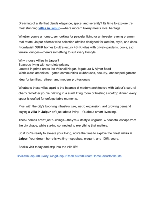 Villas in Jaipur | Explore Luxury Villas for Sale in Prime Locations