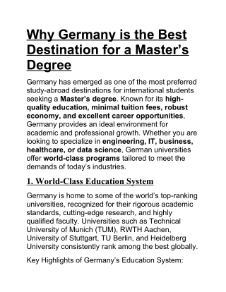 Why Germany is the Best Destination for a Master